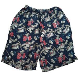 Vintage Robert Stock AOP Hockey Themed Silk Boxer Shorts Mens Medium